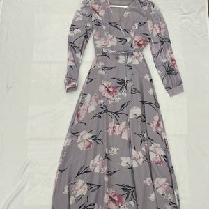 Wrap flower long dress